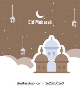 Ramadan kareem greeting template islamic calligraphy and arabic lantern vector illustration translated Generous Ramadan. 