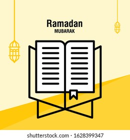 Ramadan kareem greeting template islamic crescent and arabic lantern vector illustration 