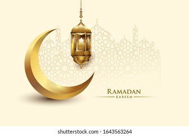 Ramadan kareem greeting template islamic crescent and arabic lantern, Elegant design template, place for text greeting card and banner for Ramadan kareem.