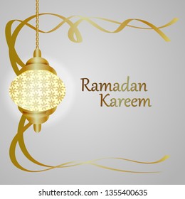 Ramadan kareem greeting template. lantern vector illustration. 