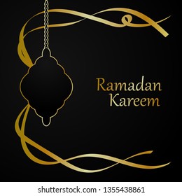 Ramadan kareem greeting template. lantern vector illustration. 
