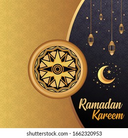 Ramadan Kareem greeting vector card and Wallpaper design template