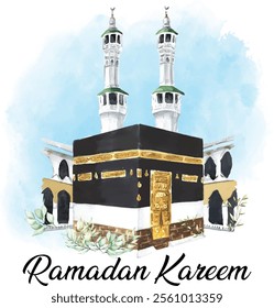 Ramadan Kareem greeting, watercolor Ramadan Kareem vector, t-shirt design 