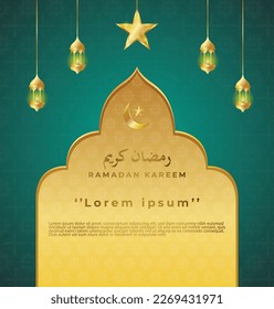Ramadan kareem greetings colorful banner illustration, vector background