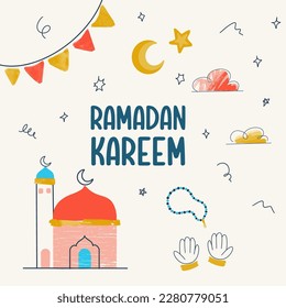 Ramadan Kareem Greetings Vector Card Template