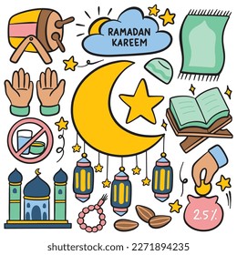 Ramadan Kareem Hand Drawn Doodle Element