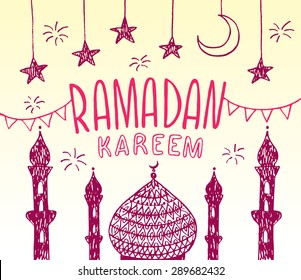 Ramadan Kareem hand drawn greeting card