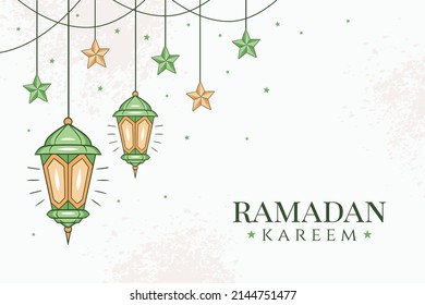 ramadan kareem hand drawn islamic illustration banner background