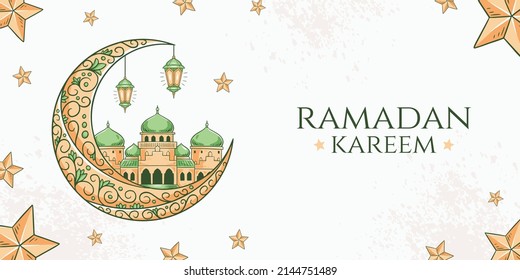 ramadan kareem, handgezeichnet, islamiger Hintergrund