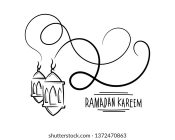 Ramadan kareem hand drawn style