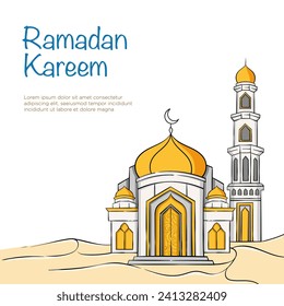 Ramadan Kareem hand drawn vector illustration. Suitable for Ramadan Kareem greeting poster template background.