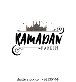 Ramadan Kareem - Handmade template. Isolated vector object logo is a badge for your design