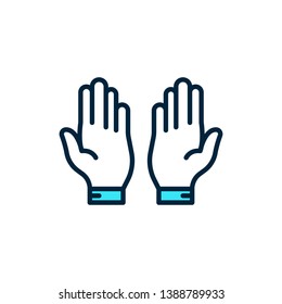 Ramadan kareem hands praying vector icon. template, greeting card, app, web, mobile, arabic, islam, and more.