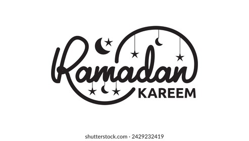 Ramadan Kareem handwritten text calligraphy. Vector illustration. Great for banner designs, greeting cards, invitations, etc.