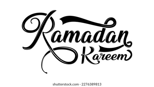 
Ramadan Kareem. Handgeschriebene Texttypografie. Das Grußlogo ist einzeln auf weißem Hintergrund mit handgezeichneter Kalligrafie-Schrift mit einem Vintage-Muster. Vektorgrafik eps10
