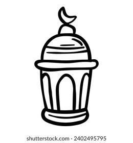 Ramadan Kareem hanging lantern, lamp line icons. Arabian design element. Islam decoration. Greeting garland. Muslim festival. Vector illustration.