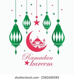 Ramadan Kareem Hanging Lanterns Illustration