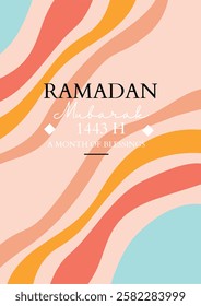 Ramadan Kareem, Happy eid al-fitri. Vector modern illustration of mosque, lamb, landscape, abstract pattern, crescent, nature for greeting card, Islamic background, poster or sale flyer