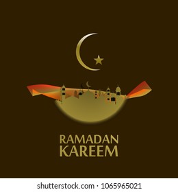 ramadan kareem has mean muslim event label or sign for event or holidays with golden mosque