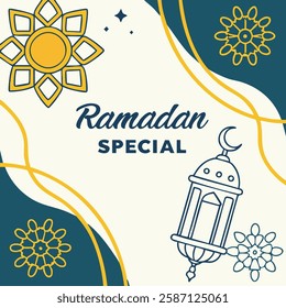 "Ramadan Kareem" holiday background. Creative line typography. Eps10 vector.
