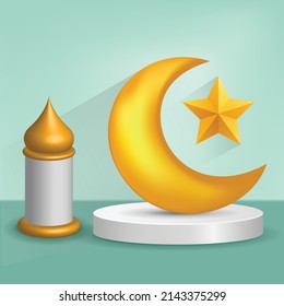 Ramadan Kareem holiday design Celebrate Ramadan Holy month in Islam Background crescent with star