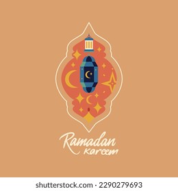 Ramadan Kareem Holiday Postkarte. Vektorgrafik des religiösen Islam arabisches Konzept. 