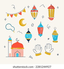 Ramadan Kareem Holy Month Vector Graphic Elements Set