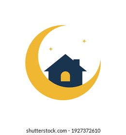 Ramadan kareem in home flat illustration
