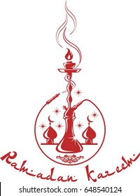 Ramadan Kareem hookah and minaret card