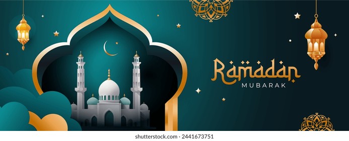 Ramadan Kareem Horizontale Banner Design Vektor-Vorlage