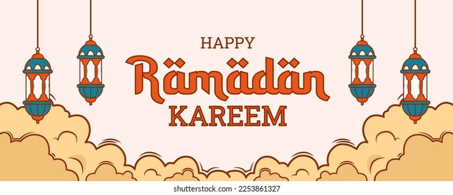 ramadan kareem horizontal banner illustration design set