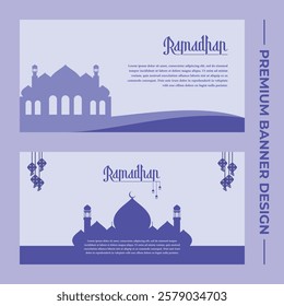 Ramadan Kareem, Horizontal Islamic Banner Design.