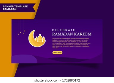 Ramadan Kareem horizontal poster or banner.  