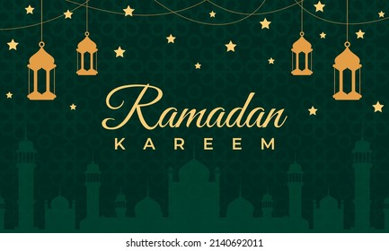 Ramadan Kareem horizontal vector banner. Ramadan Kareem greeting card. Islamic background. Vector illustration