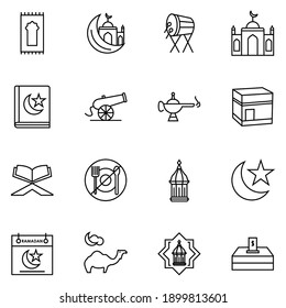 ramadan kareem icon set line style for your design element