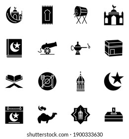 ramadan kareem icon set solid style for your design element