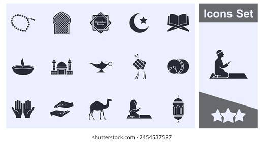 Icono de Ramadán Kareem conjunto símbolo colección, logotipo aislado Ilustración vectorial