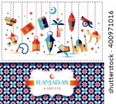 Ramadan Kareem icons set of Arabian.