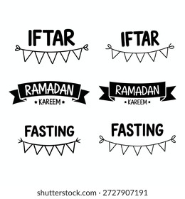 Ramadán Kareem iftar y diseños de tipografía en ayuno