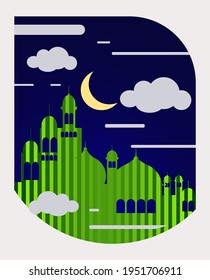 Ramadan Kareem iftar party celebration vector illustration.Islamic holy month. Greeting card,flyer, poster,banner bakground
