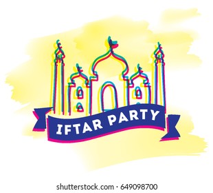 Ramadan kareem. Iftar party. Eid mubarak. Vector typography, text design. Background for greeting cards, print and web.