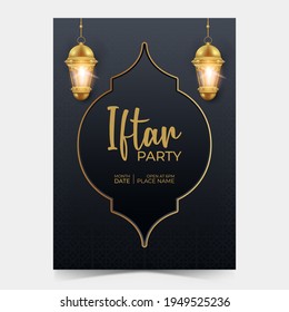 Ramadan Kareem Iftar Party Poster Template. Invitation Card For Month Ramadan.