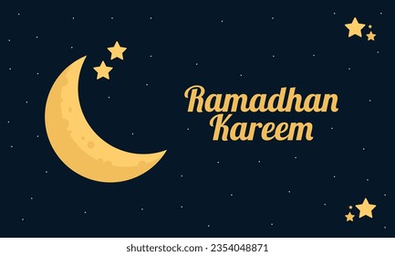Ramadan kareem illustration background with moon view. with a beautiful night atmosphere.