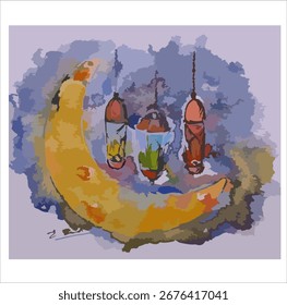 Ramadan kareem Illustration, eid mubarak Aquarell