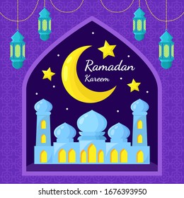 Ramadan kareem illustration with flat design style