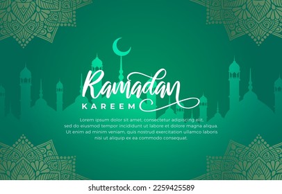 ilustración de ramadan kareem con diseño de fondo verde