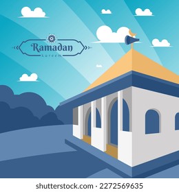 Ramadan kareem illustration of Indonesian mosque design
