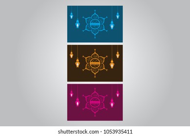 Ramadan kareem illustration with lantern.Religion muslim celebration.mosque element.modern design