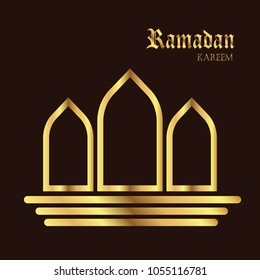 Ramadan kareem illustration with lantern.Religion muslim celebration.mosque element.gold edition