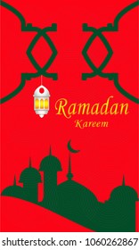 Ramadan kareem illustration with lantern.Religion muslim celebration.mosque element.modern design